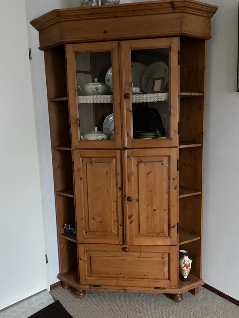 Authentieke oud grenen hoekkast – massief hout, Ophalen