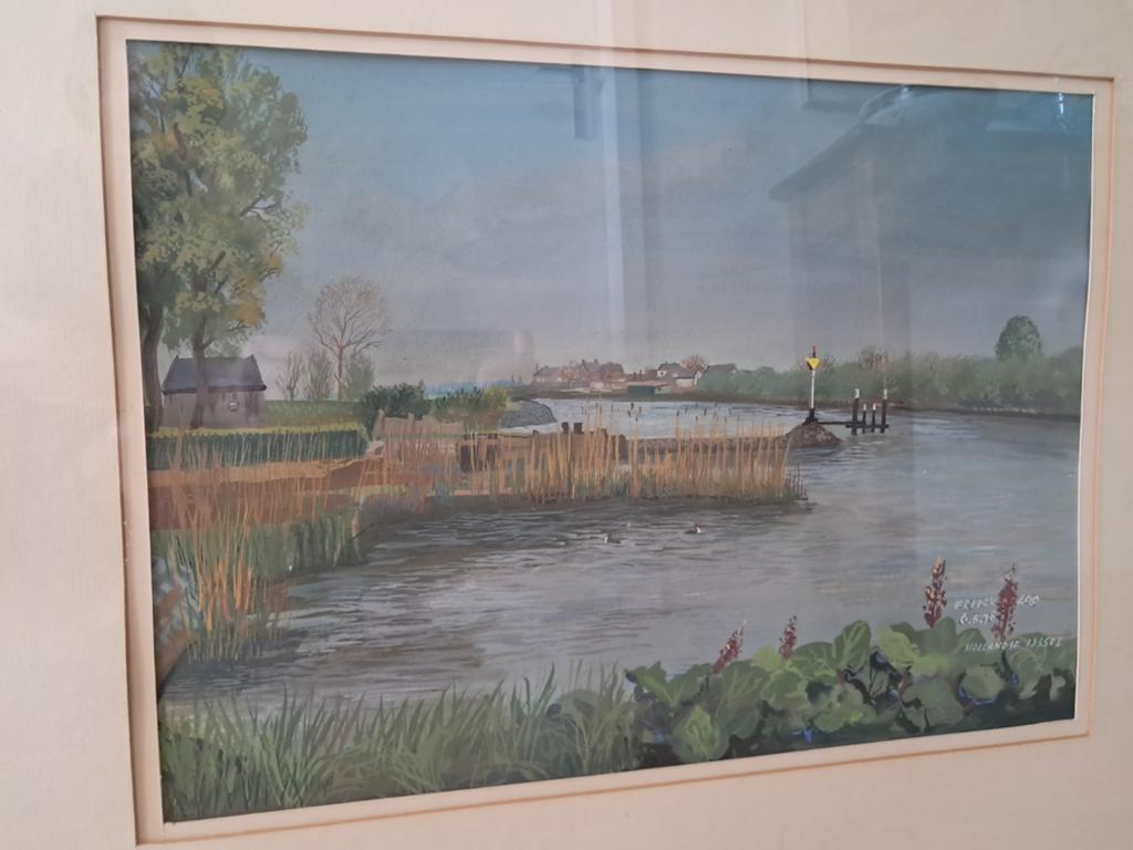Hollandse school  riviergezicht IJssel 1978 gesigneerd, Antiek en Kunst, Kunst | Schilderijen | Klassiek, Ophalen