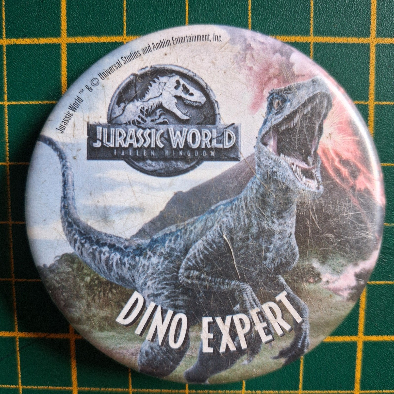 Jurassic World Fallen Kingdom Dino Expert Button, Ophalen of Verzenden, Gebruikt, Dier of Natuur, Button