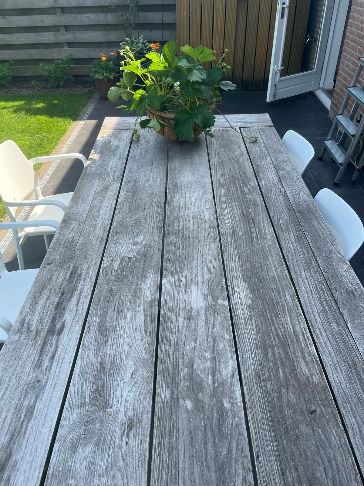 Robuuste Noach Outdoor Teakhouten Tuintafel, Ophalen, Gebruikt, Rechthoekig, Teakhout
