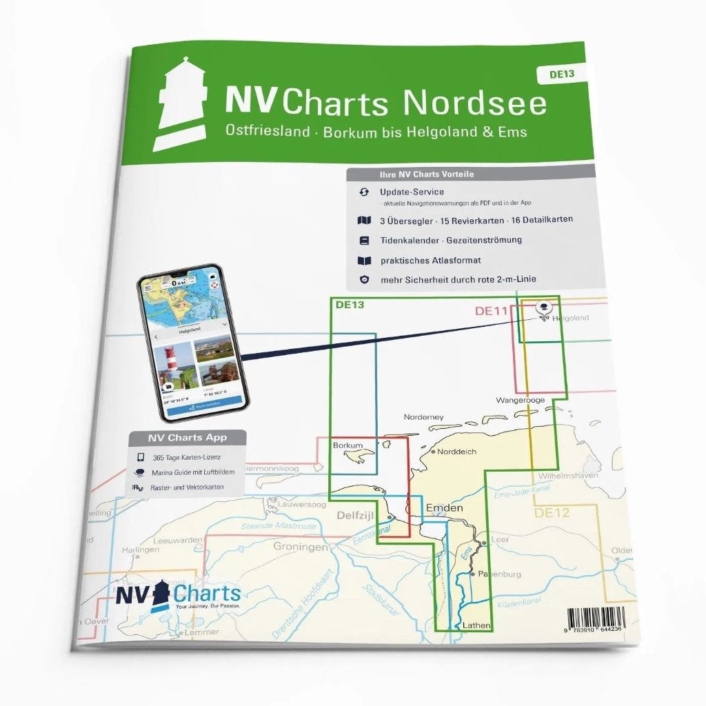 NV Charts Borkum tot Helgoland DE13 incl app, Watersport en Boten, Ophalen of Verzenden, Zo goed als nieuw, Overige typen