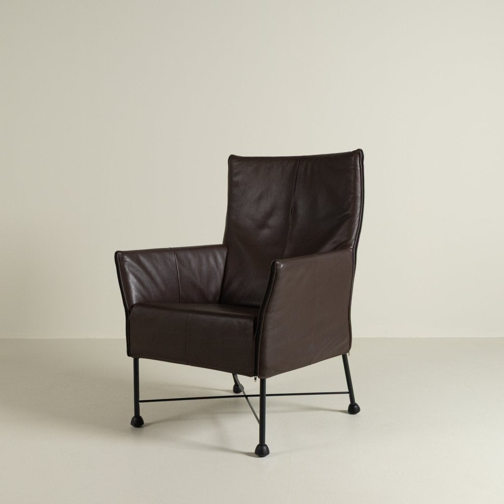 Montis Charly Fauteuil Bruin Leer - Zwart (Op Doppen), Niet ingevuld, Zo goed als nieuw, Niet ingevuld, Niet ingevuld