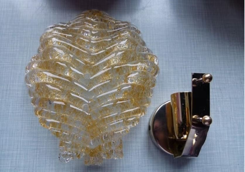 vintage wandlamp Mid-century Murano glas, Ophalen, E14 (klein), Zo goed als nieuw, Wandlamp
