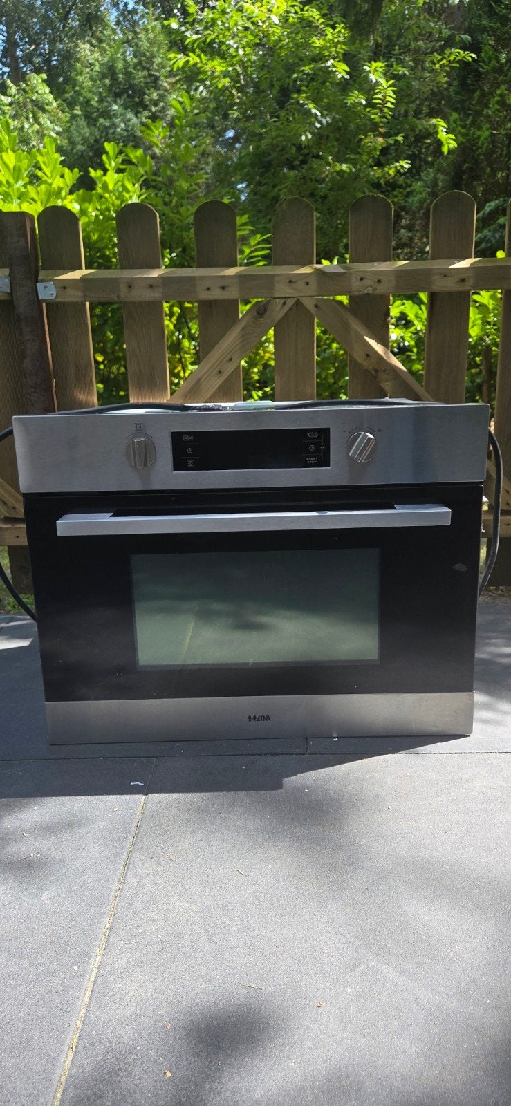 Etna CM244RVS Inbouw Combimagnetron 45cm Nis, Ophalen, Combimagnetron, Gebruikt, Hete lucht