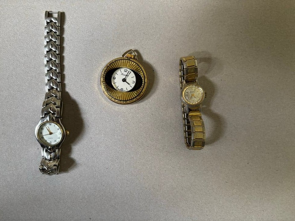Set van 3 Dameshorloges: Polshorloges en Zakhorloge, Overige merken, Gebruikt, Staal, Polshorloge