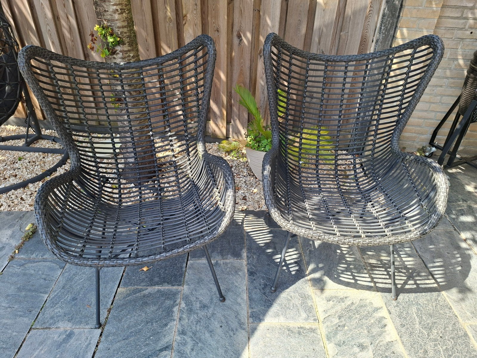 2 tuinstoelen Bobbi van Karwei zwart wicker, Zo goed als nieuw, Wicker, Stoel, Tuinset