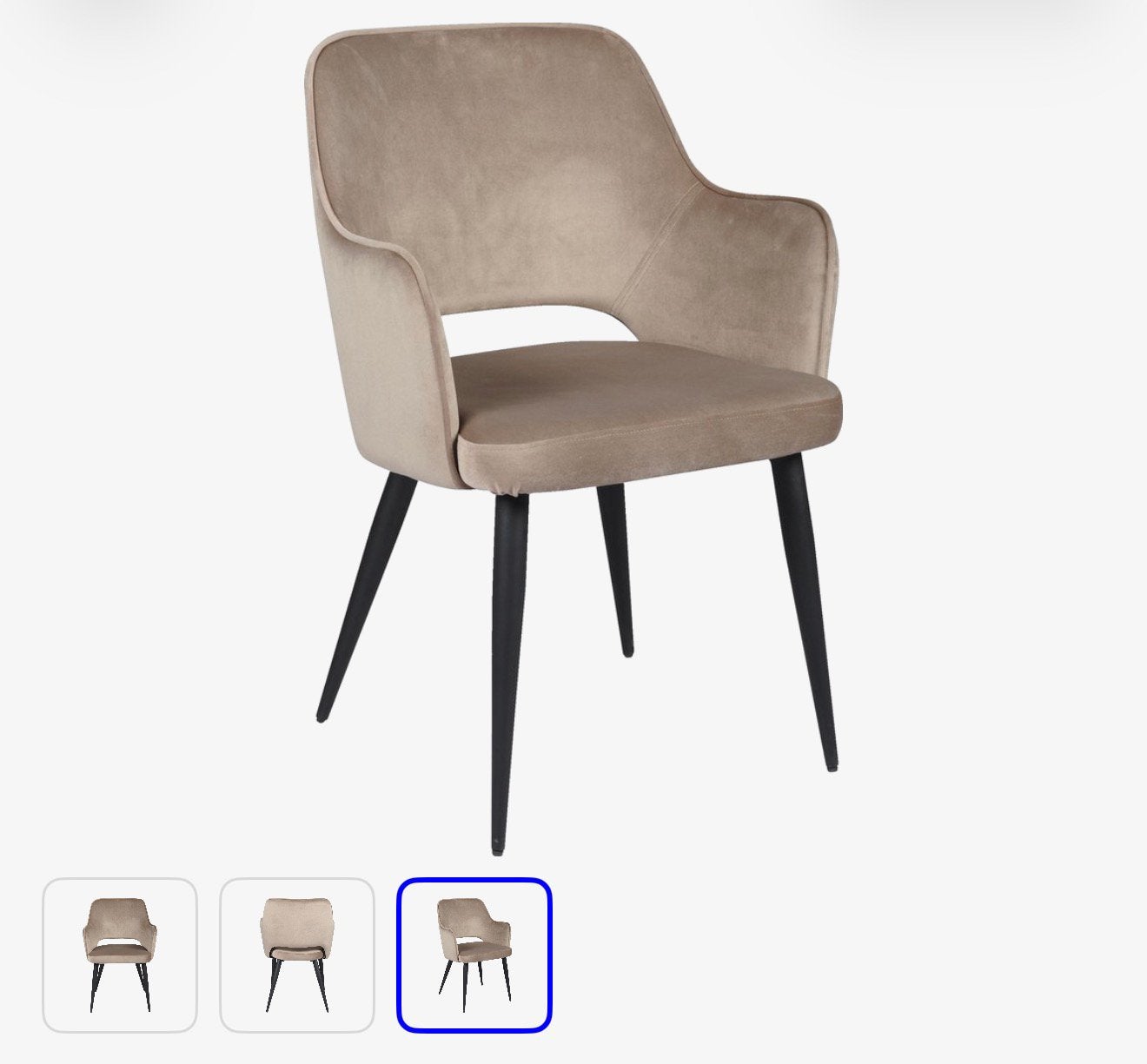 Set van 2 Beige taupe Velvet Eetstoelen met Armleuningen, Ophalen, Twee, Overige kleuren, Zo goed als nieuw