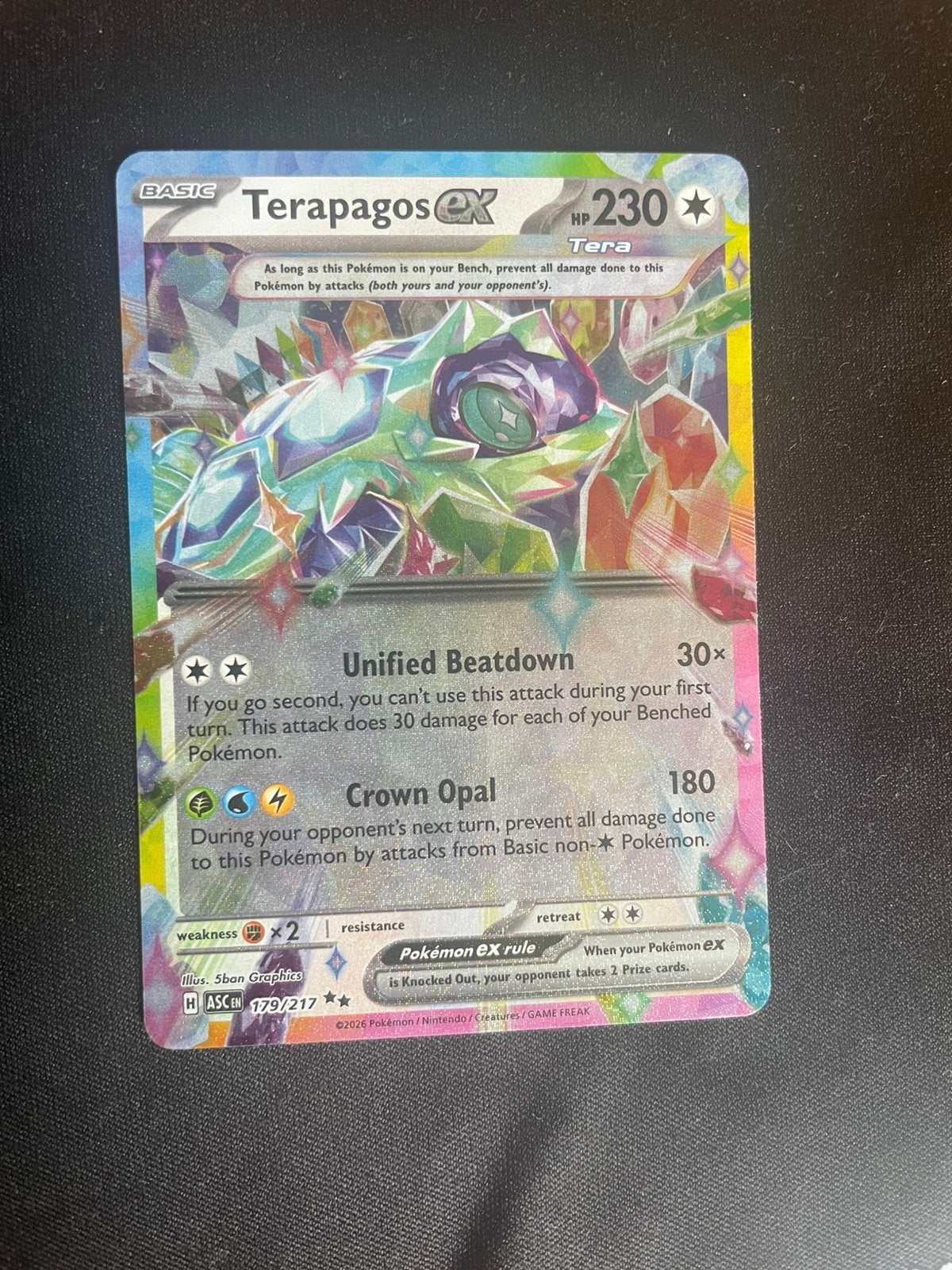 Pokémon Terapagos ex 179/217 ascended heroes, Ophalen of Verzenden, Nieuw, Losse kaart