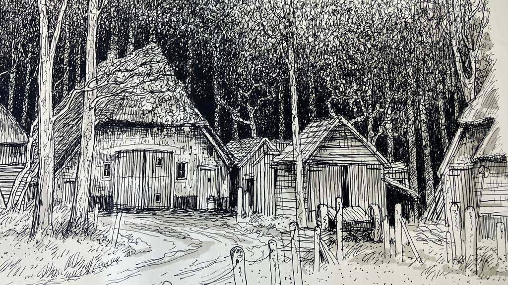 Originele pentekening - Meeuw van Rotterdam, Antiek en Kunst, Ophalen of Verzenden