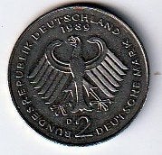 2  mark  1989  D  Duitsland. km. 149, Ophalen of Verzenden, Duitsland, Losse munt