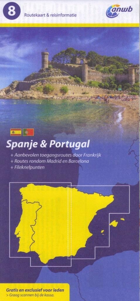 ANWB RouteKaart Spanje + Andorra + Portugal (WegenKaart), ANWB, Spanje, 2000 tot heden, Nieuw