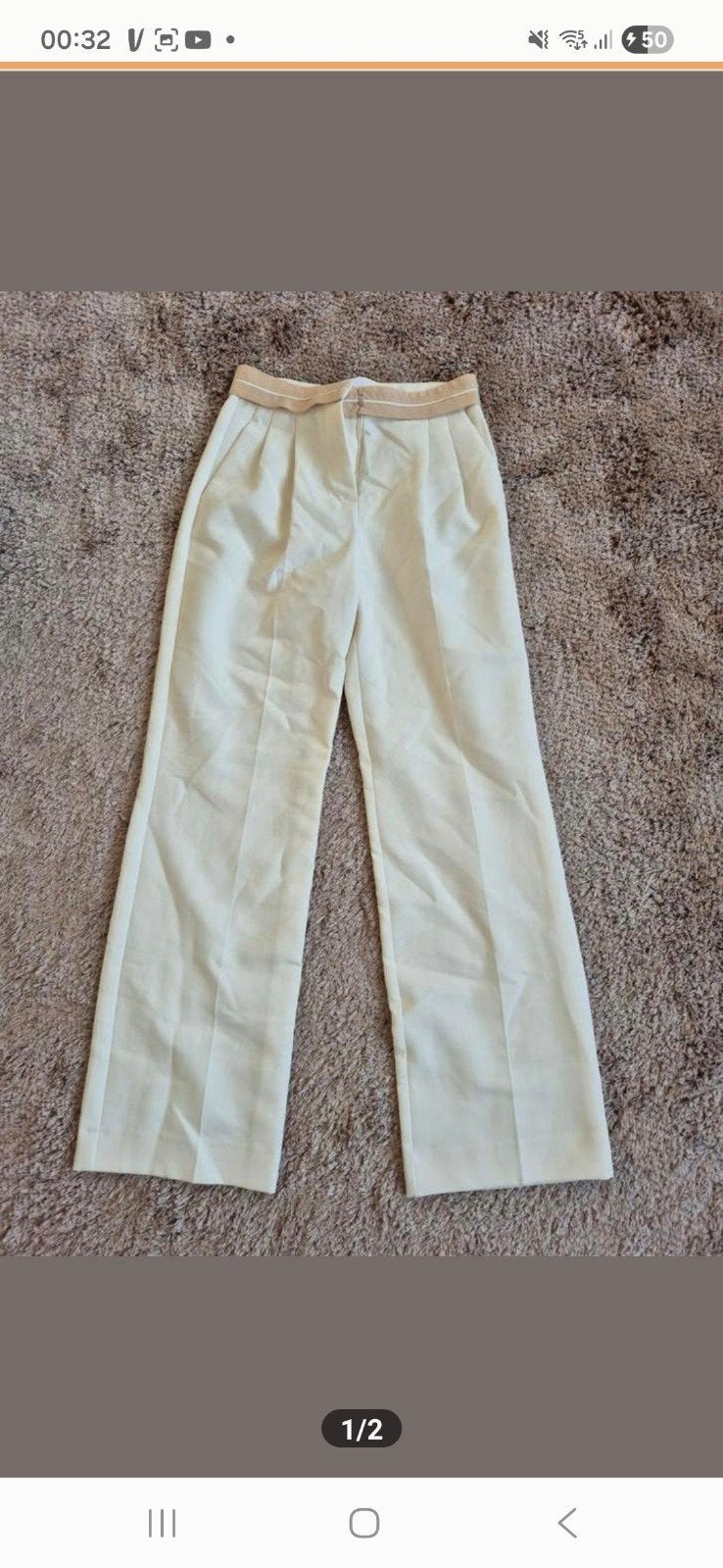 MNG Mango Crèmekleurige Broek Maat 34 (XS), Beige, Ophalen of Verzenden, Zo goed als nieuw, MNG Mango