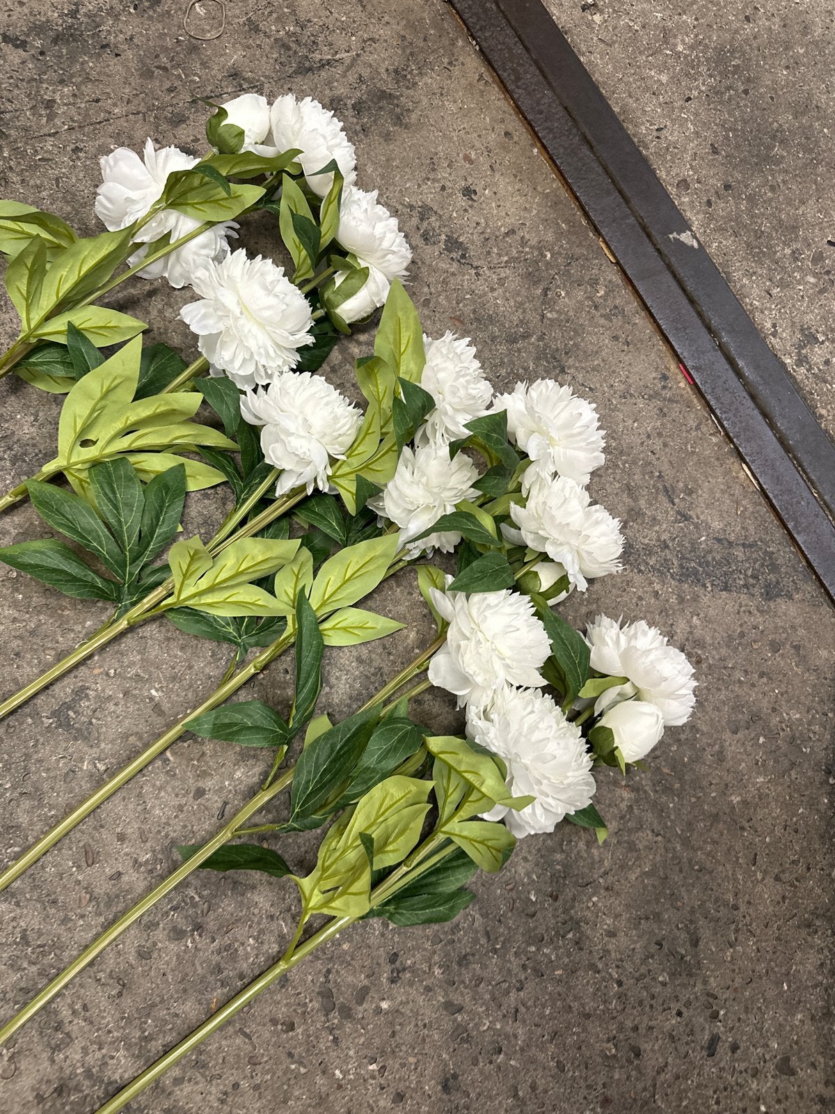 6 Witte Kunstbloemen - Realistische Pioenrozen, Binnen, Kunstbloem, Nieuw, Textiel
