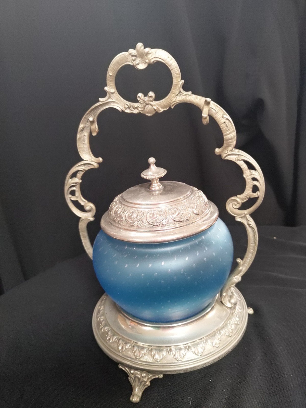 Vintage Victoriaanse augurken pot met verzilverde houder, Ophalen of Verzenden