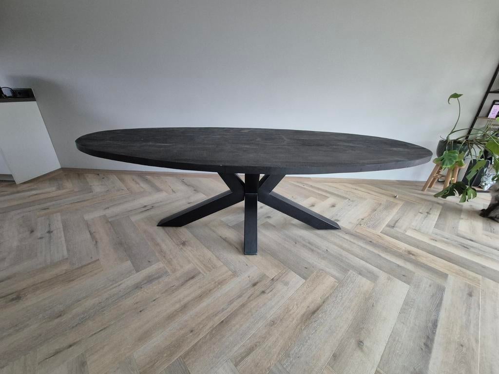 Ovale salontafel met spinnenpoot - 240x120 cm, Huis en Inrichting, Gebruikt, 100 tot 150 cm, Ophalen of Verzenden, Minder dan 50 cm
