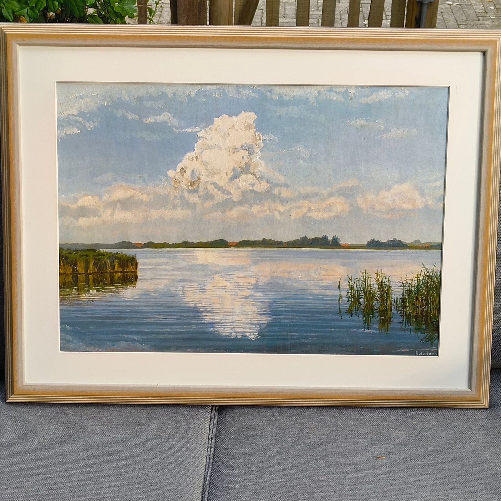 Landschap schilderij (Friesland?) H.de Haan, Antiek en Kunst, Ophalen of Verzenden