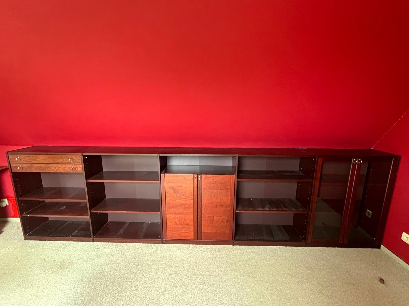 Grote modulaire boekenkast/wandmeubel met lades en deuren, Ophalen, Gebruikt, 100 tot 150 cm, 200 cm of meer