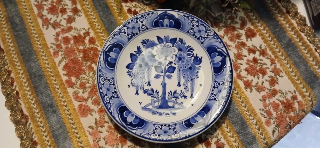 Delfts Blauw Sierbordje met Bloemenmotief, Ophalen of Verzenden