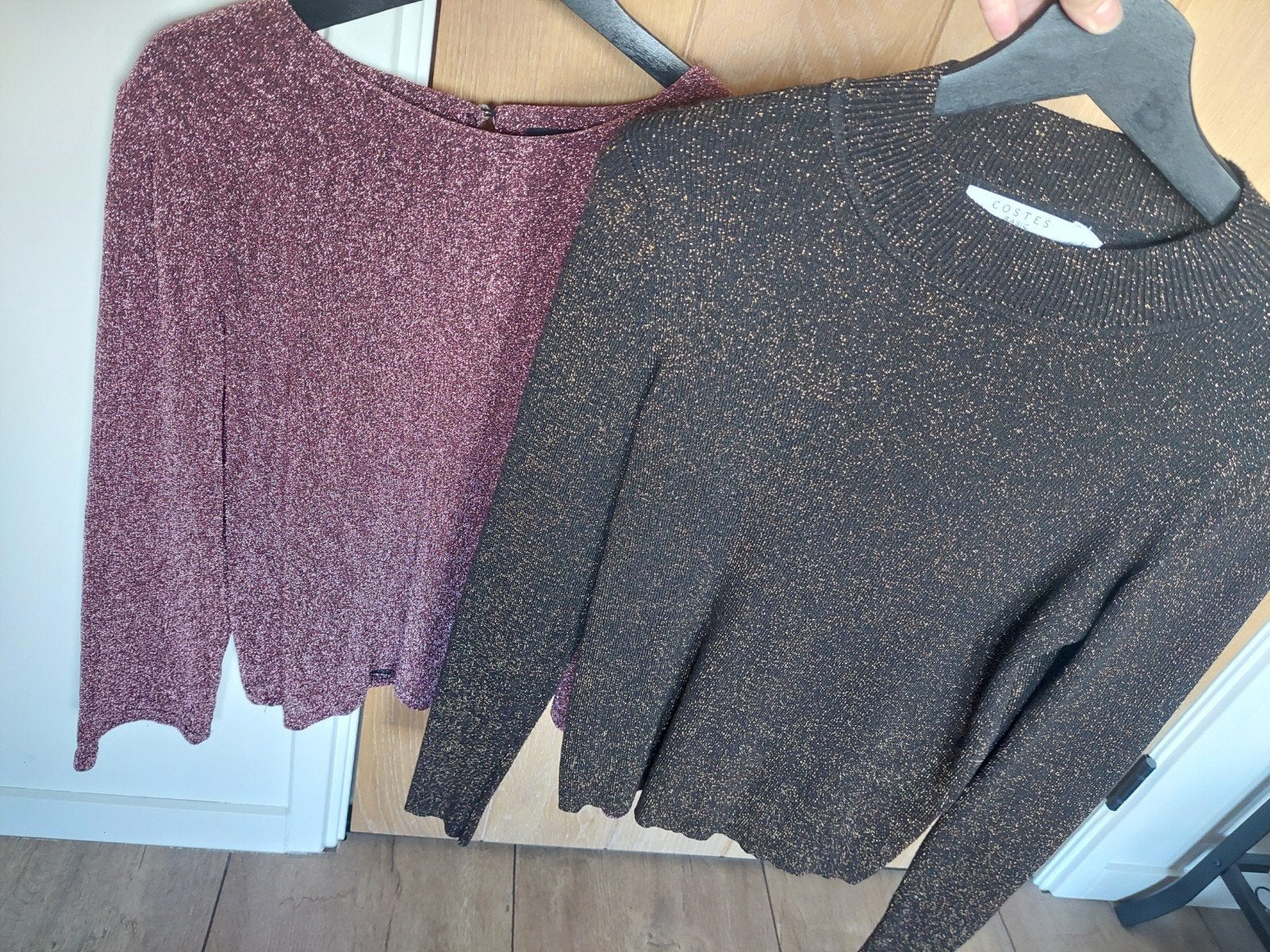 2 glitter longsleeves, Ophalen of Verzenden, Zo goed als nieuw, Maat 38/40 (M)