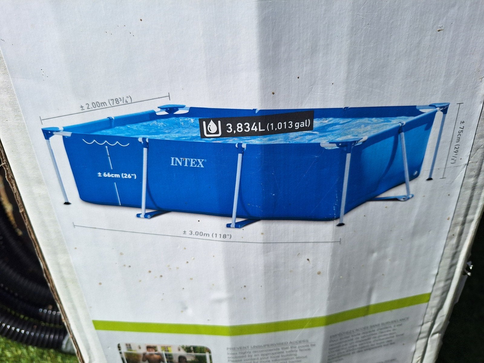 Intex zwembad 2x3 meter met pomp en stofzuiger, Ophalen, Opzetzwembad, Rechthoekig, Minder dan 80 cm