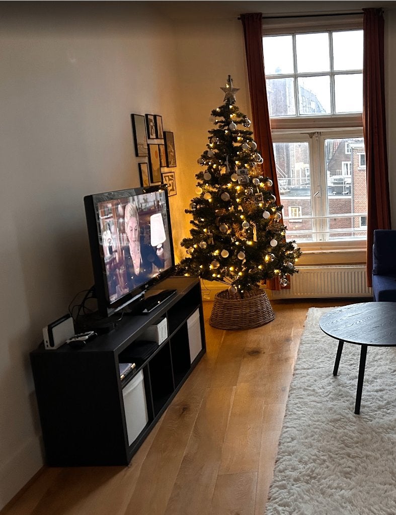 Kunstkerstboom met verlichting en kerstballen – complete set, Ophalen, Gebruikt
