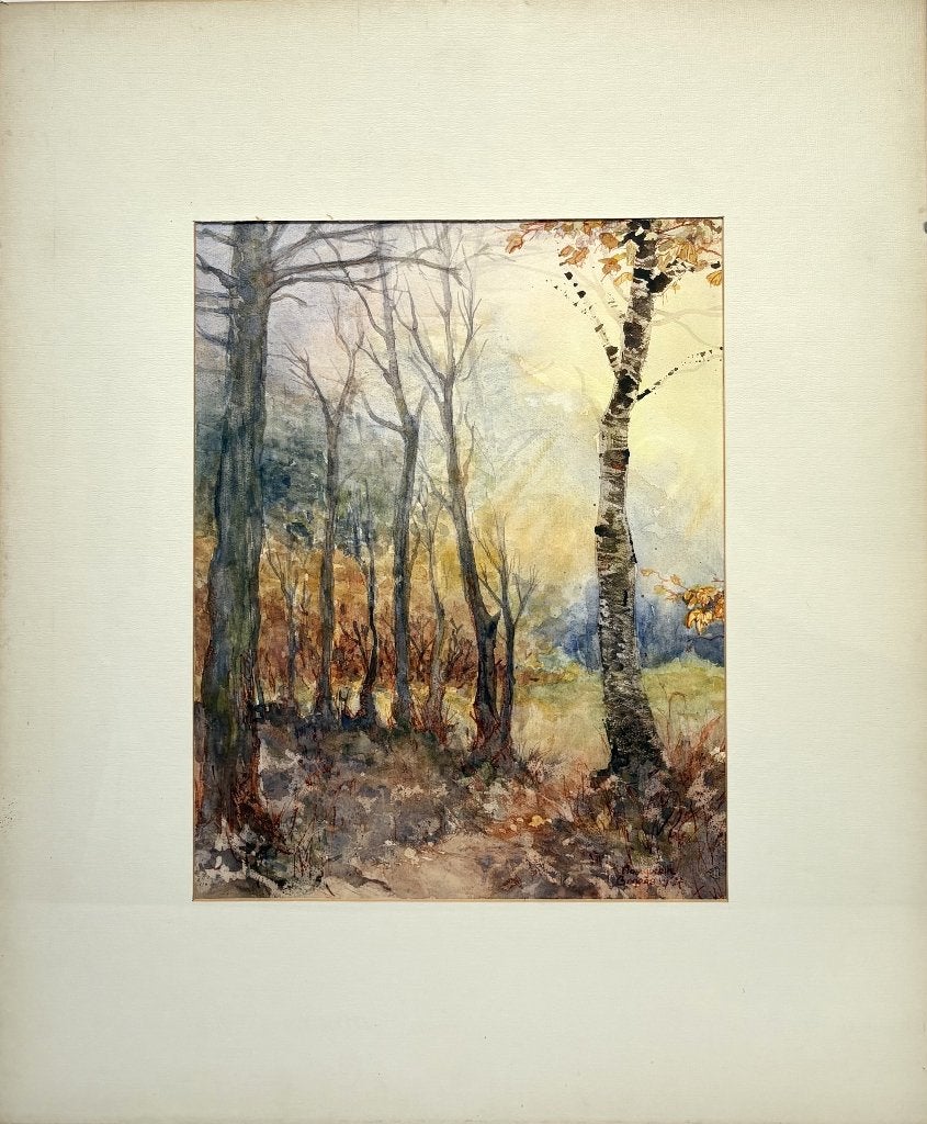 802. Aquarel, Marguérite Bogers – boslandschap, 1987, Ophalen of Verzenden