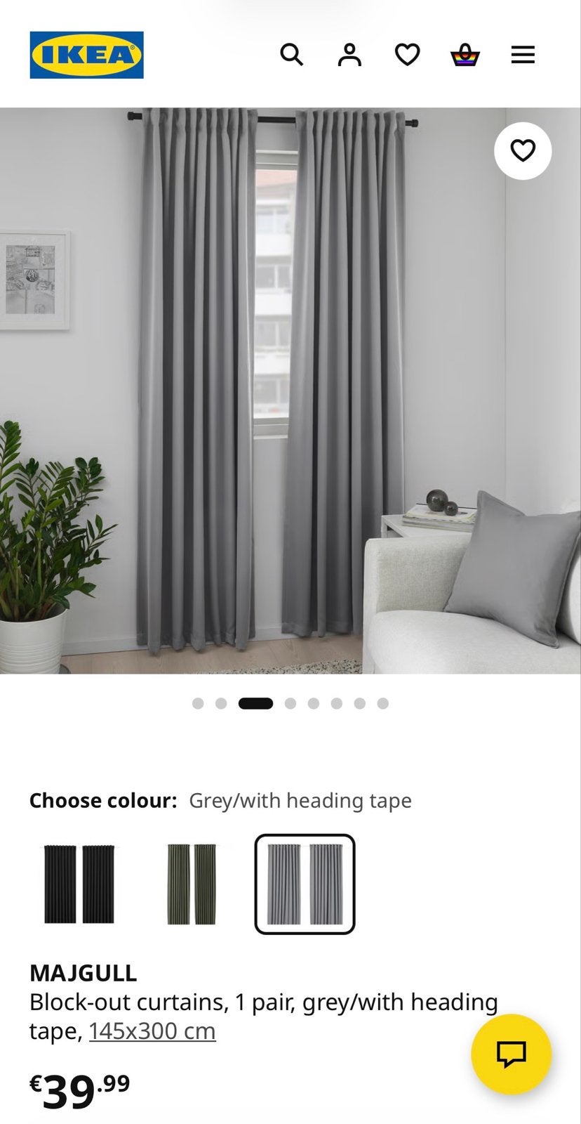 Twee IKEA MAJGULL gordijnen, grijs, 300 cm, Verduisterend, 145 cm, Ophalen of Verzenden