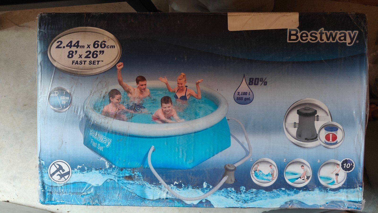 Bestway Fast Set Opzetzwembad 2.44m x 66cm, Tuin en Terras, Rond, Nieuw, Ophalen of Verzenden, Opzetzwembad