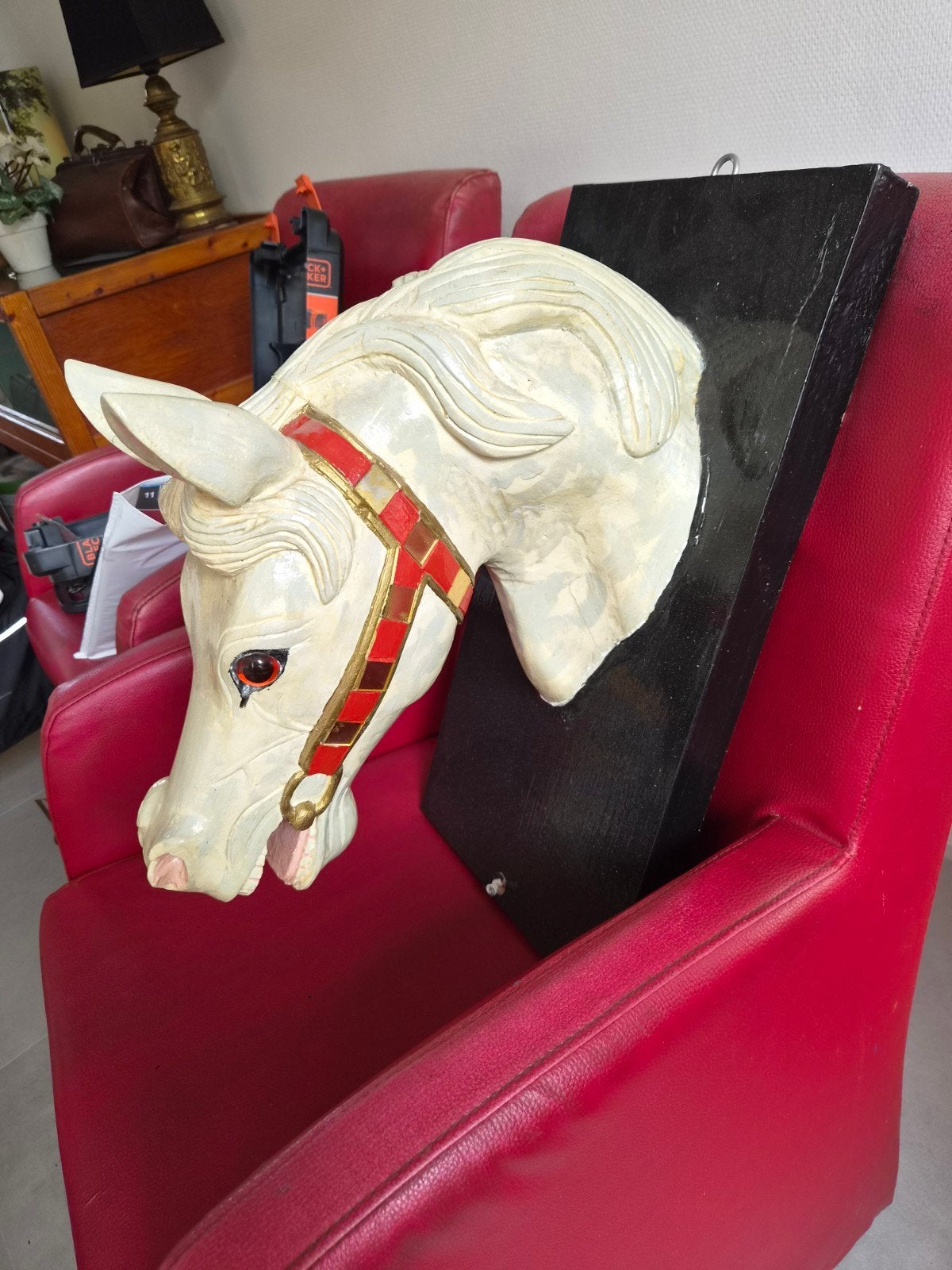 Vintage Paardenhoofd Wanddecoratie - Uniek Stuk, Antiek en Kunst, Overige onderwerpen, Ophalen of Verzenden, Wanddecoratie, 20 - 50 cm