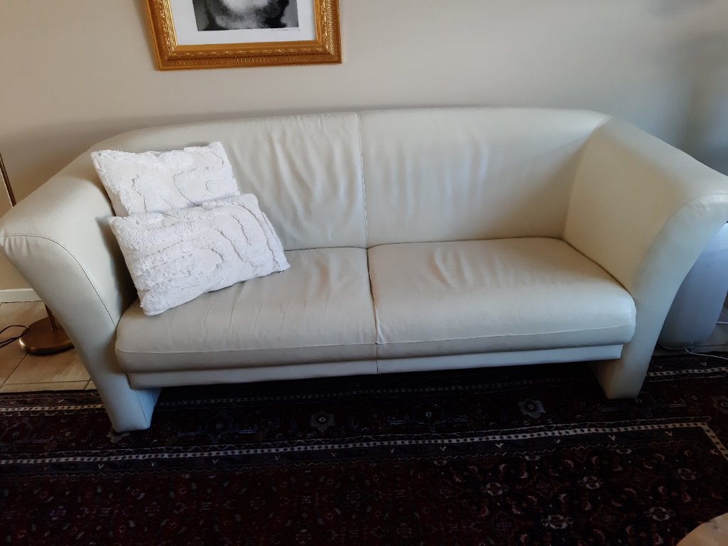 Montel bank creme wit  2.5 sits en 2 sits, Ophalen, Gebruikt, 150 tot 200 cm, Tweepersoons