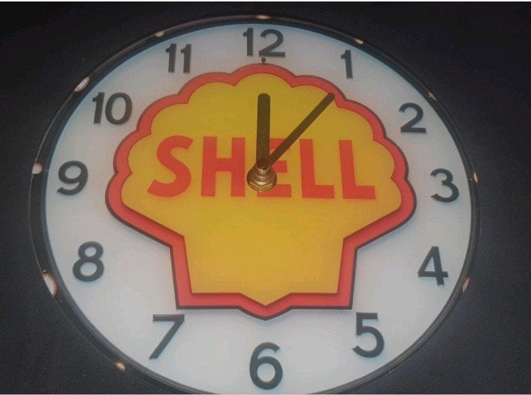 Wandklok met shell logo, perfect voor in de man cave, Verzamelen, Merken en Reclamevoorwerpen, Ophalen of Verzenden, Nieuw, Reclamebord
