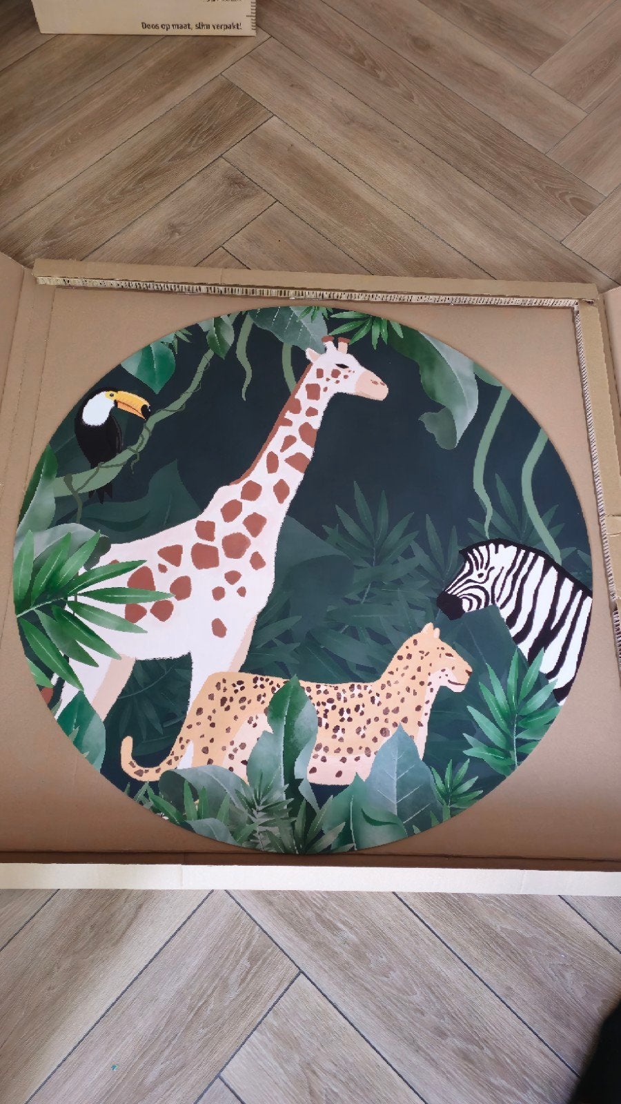 Nieuwe wandcirkel 120cm - Jungle dieren, Ophalen, Meerkleurig, Nieuw, Wandcirkel
