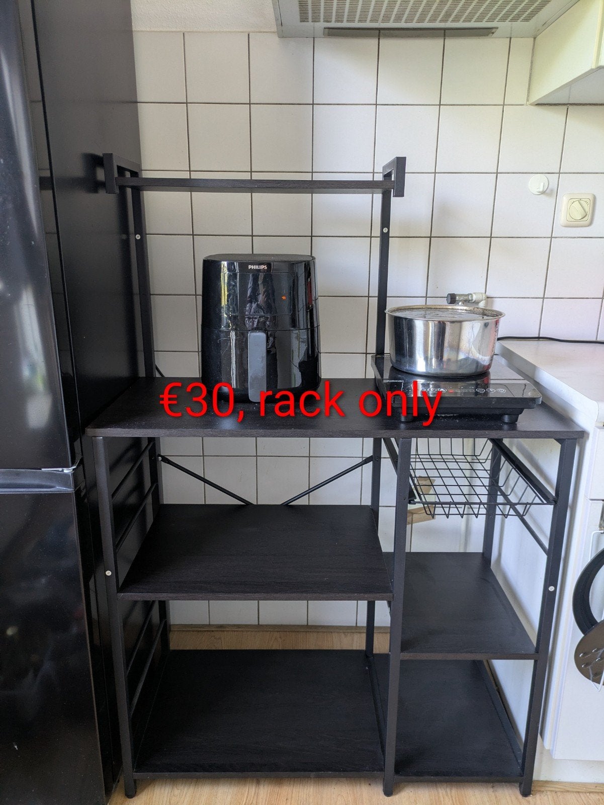 Keukenrek Staand - Magnetronkast - Organizer - Zwart