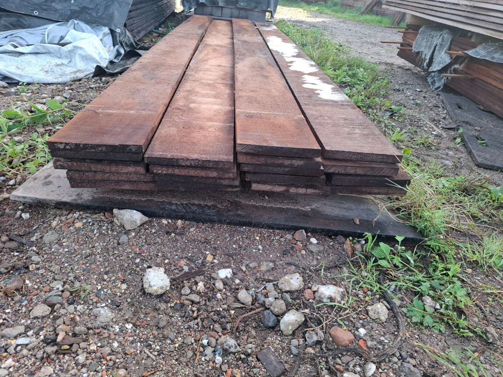 18 st hardhout beschoeiing planken 350 cm bezorgen mogelijk, Ophalen, Planken, Nieuw, Hardhout