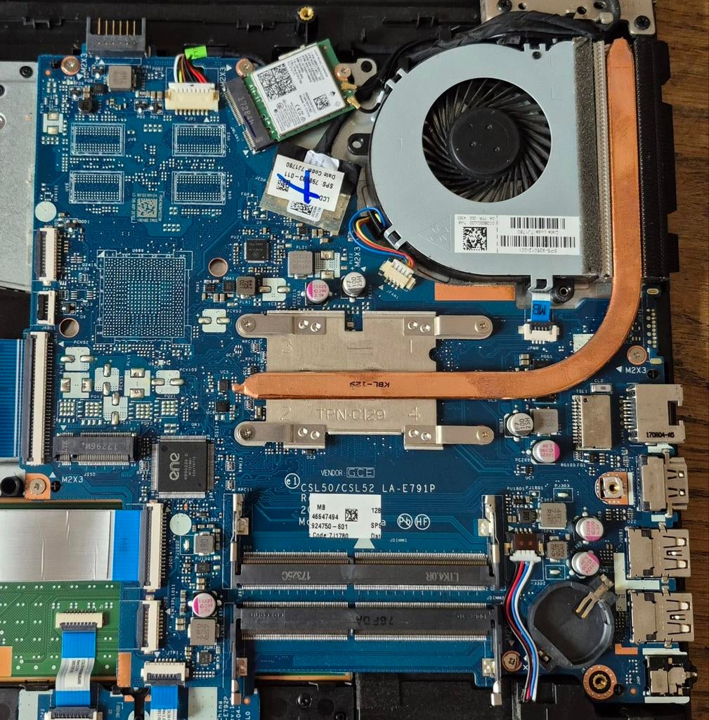 Moederbord HP 15-bs046na laptop i3 6e gen met fan, Ophalen of Verzenden