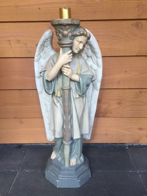 Heilige aartsengel religieus beeld kandelaar, Antiek en Kunst, Antiek | Religie, Ophalen