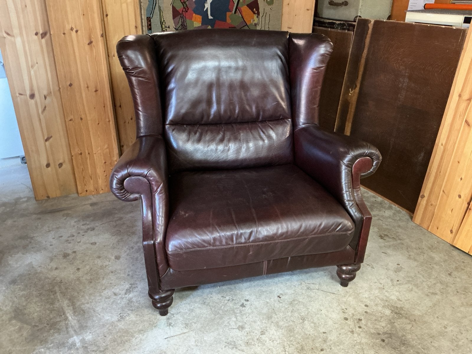Leren fauteuil XXL - Chesterfield stijl - Bruin, Gebruikt, Bruin, Leer, Ophalen of Verzenden