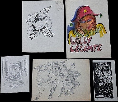 5 werken van Willy Lecomte., Antiek en Kunst, Ophalen of Verzenden, Ets
