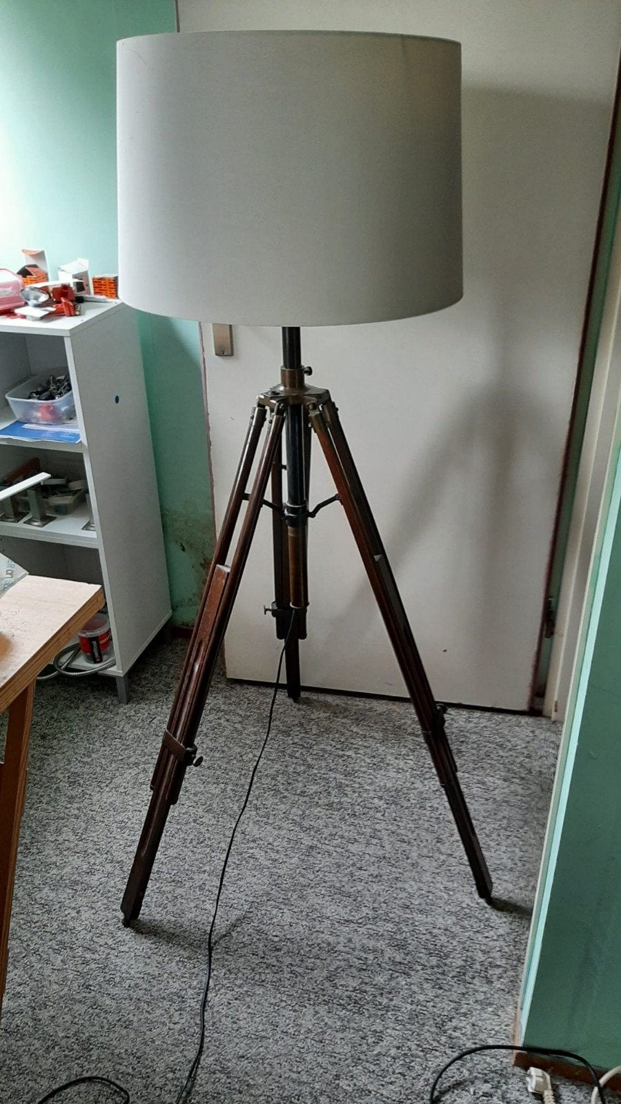 Lamp op statief, Huis en Inrichting, Lampen | Vloerlampen, Ophalen of Verzenden, Gebruikt, Hout, 150 tot 200 cm