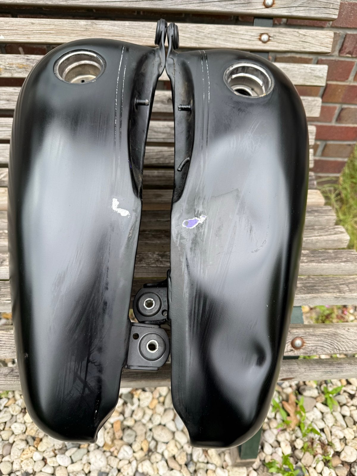 Zwarte brandstoftank voor harley davidson softail (gebruikt), Ophalen, Gebruikt
