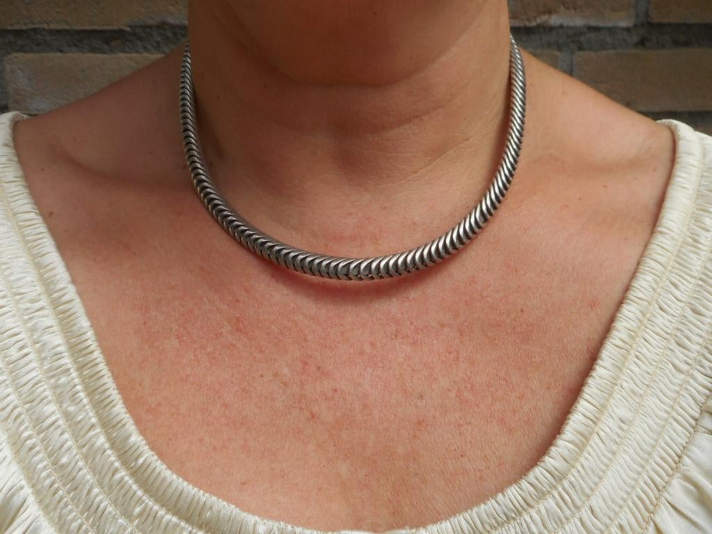 Zilveren massieve vintage set spang + klem armband nr.5000, Verzenden, Zo goed als nieuw, Zilver, Zilver