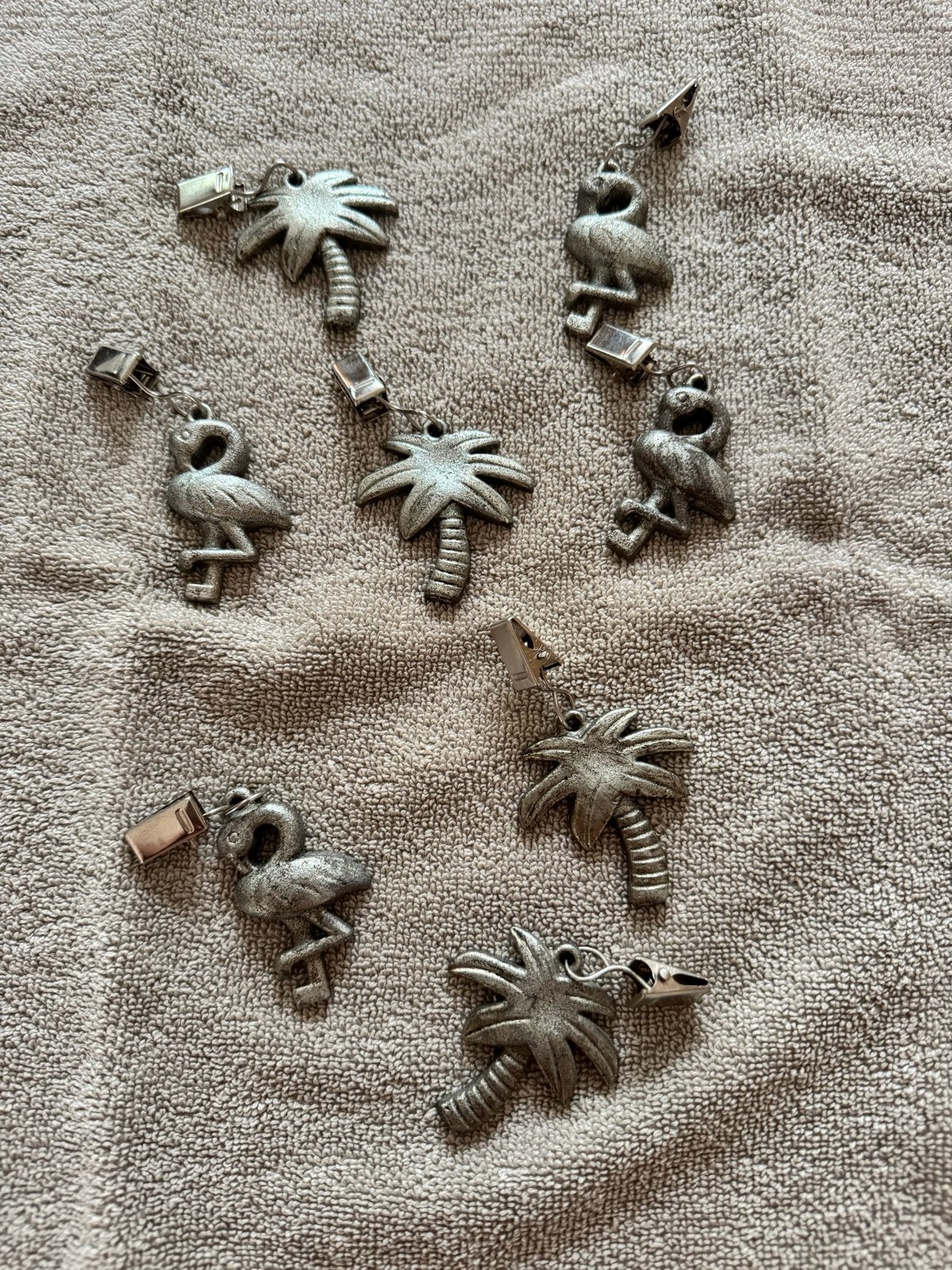 Zomerse tafelkleedhangers met flamingo's en palmbomen, Ophalen, Gebruikt, Overige stijlen, Metaal