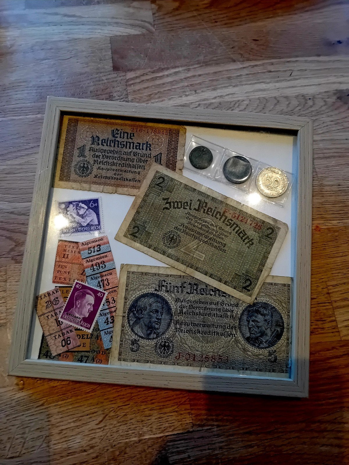 Duitse Reichsmark bankbiljetten en munten in lijst, Ophalen of Verzenden, Overige typen