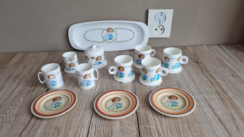 Mooi Zeldzaam Vintage Plastic Kinder Servies Jongen Schaapje, Verzenden, Gebruikt