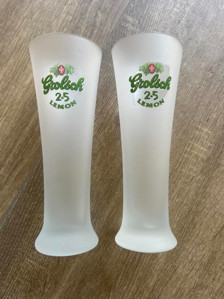 Twee Grolsch 2.5 Lemon glazen, Ophalen, Glas of Glazen, Overige stijlen, Glas