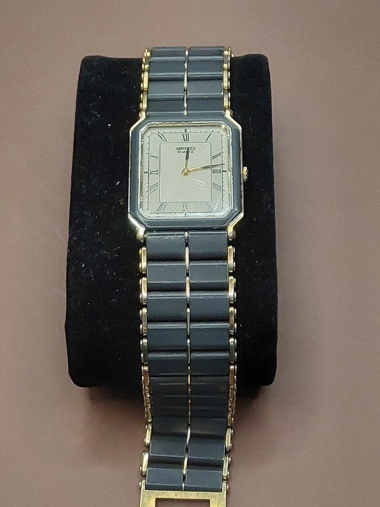 Seiko Quartz Tank – Chique Romeinse Cijfers – 08-1985, Gebruikt, Staal, Polshorloge, Ophalen of Verzenden