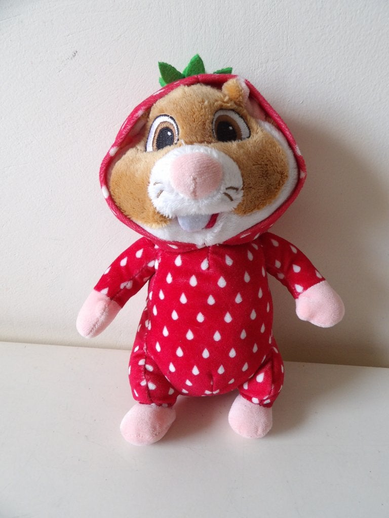 nieuw met kaartje AH knuffel hamster in aardbeien onesie JG1, Albert Heijn, Hamster, Nieuw, Ophalen of Verzenden