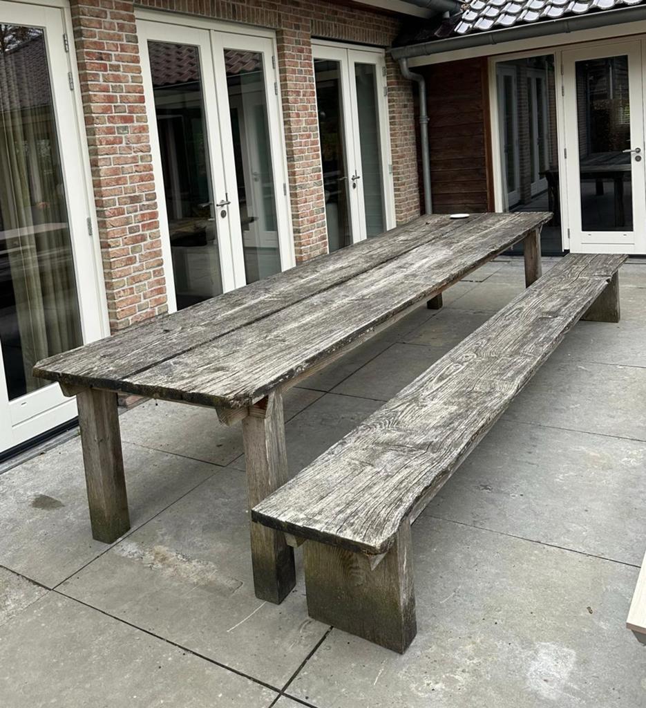 MEGA TUINTAFEL MET TWEE BANKEN., Ophalen, Gebruikt, Hout