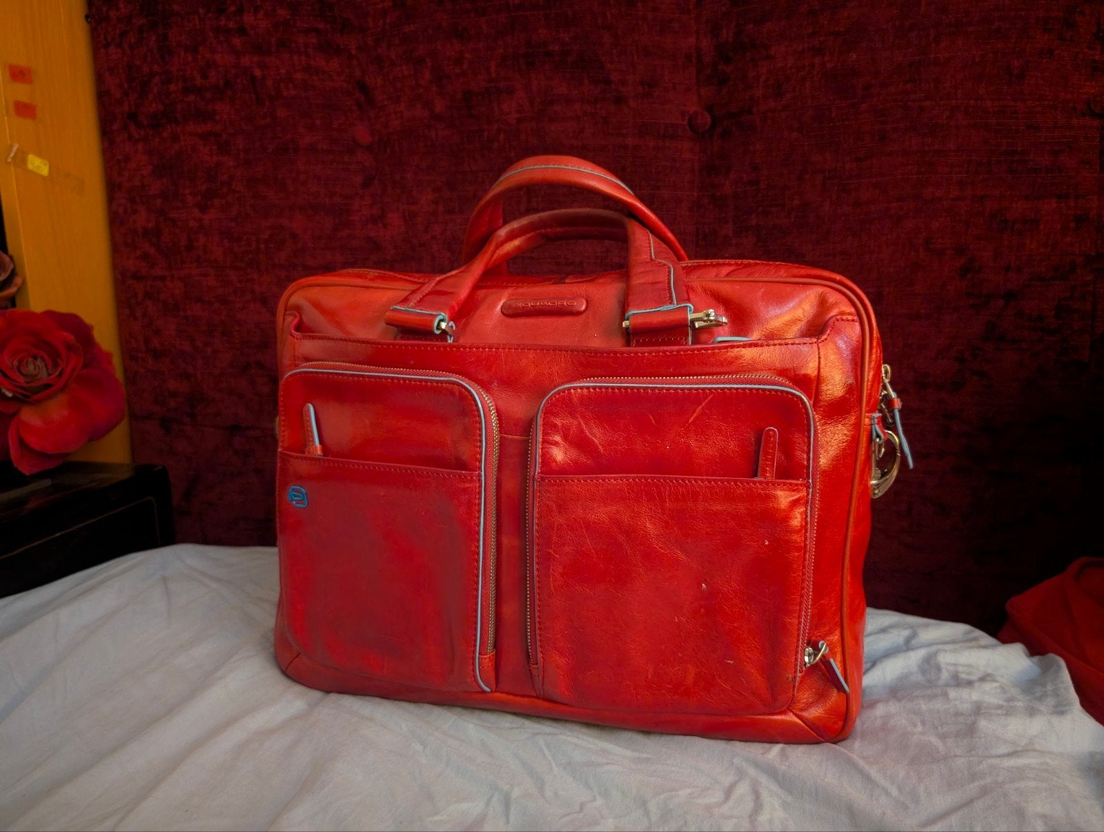 Piquadro Leren Laptop tas(certificate+label), Ophalen of Verzenden, Nieuw, Rood, Overige typen