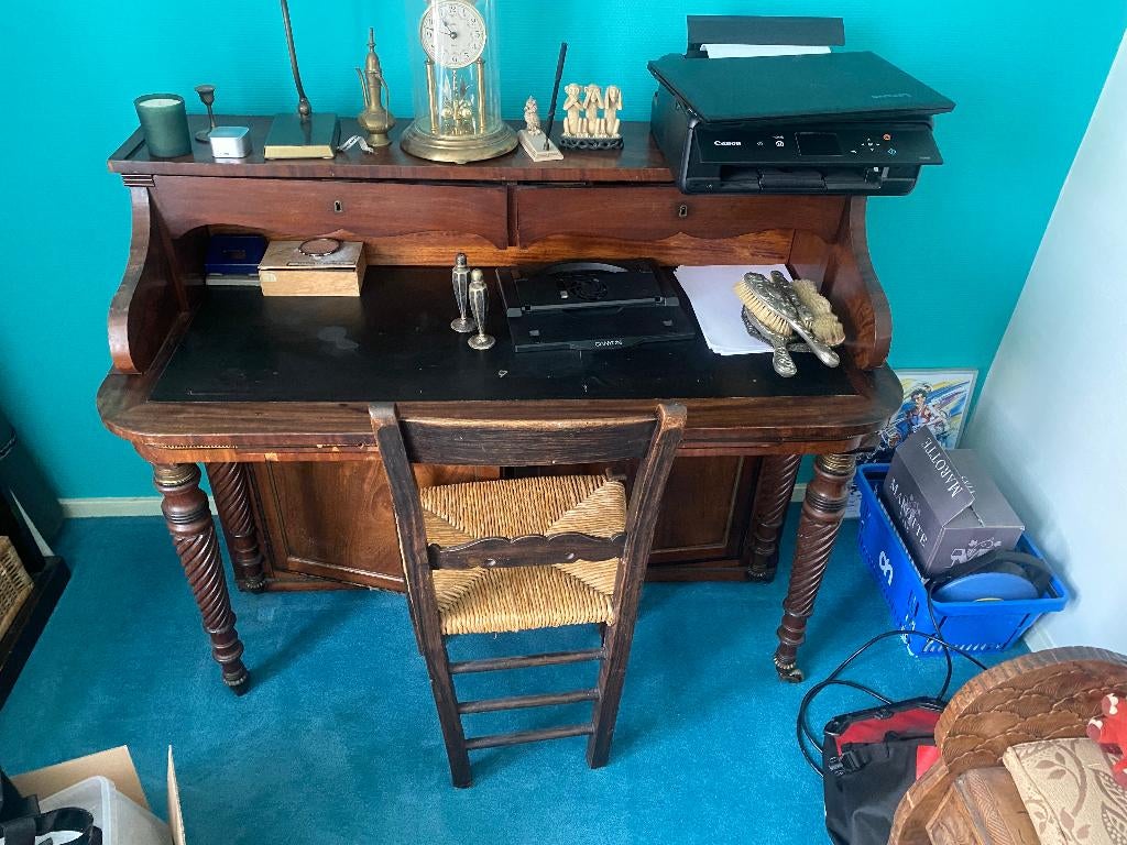 Antiek cilinderbureau / rolltop desk – massief hout –, Ophalen
